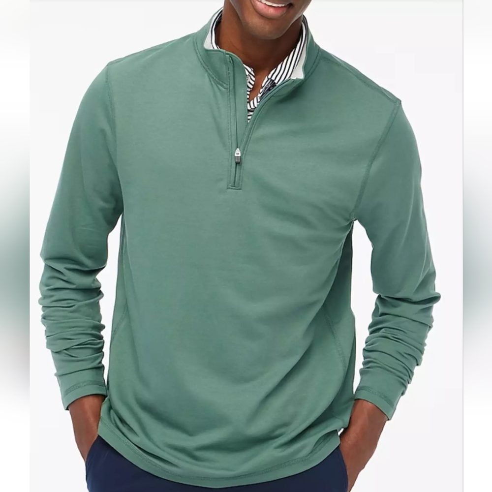 J.CREW PALE SPINACH GREEN PERFORMANCE HALF ZIP PULLOVER SHIRT BR832 SZ S $98
